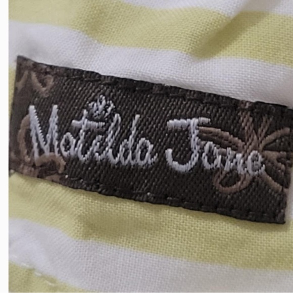 Matilda Jane Off White / Cream & Citron Yellow Top Stripes Tunic Top Size XL - Picture 5 of 5